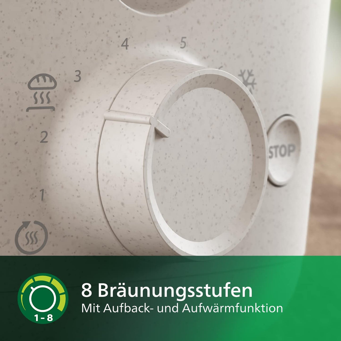 👉 Nachhaltiger Toaster Eco Edition, 2 Toastschlitze, 8 Bräunungsstufen, mit Brötchenaufsatz & Auftaufunktion, Seidenweiß-Matt
