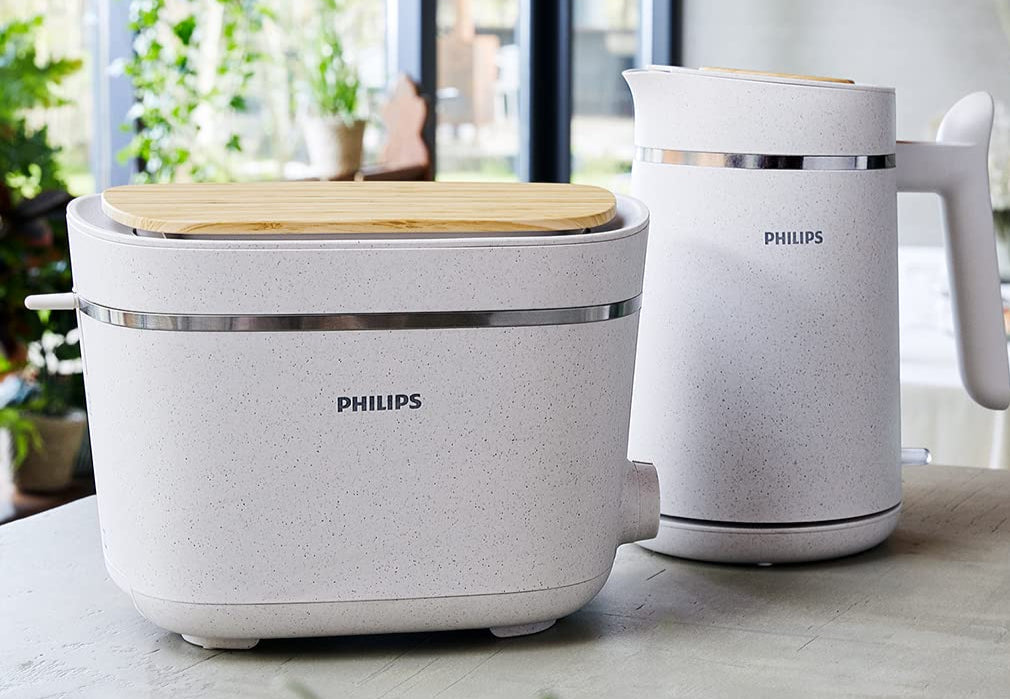 👉 Nachhaltiger Toaster Eco Edition, 2 Toastschlitze, 8 Bräunungsstufen, mit Brötchenaufsatz & Auftaufunktion, Seidenweiß-Matt