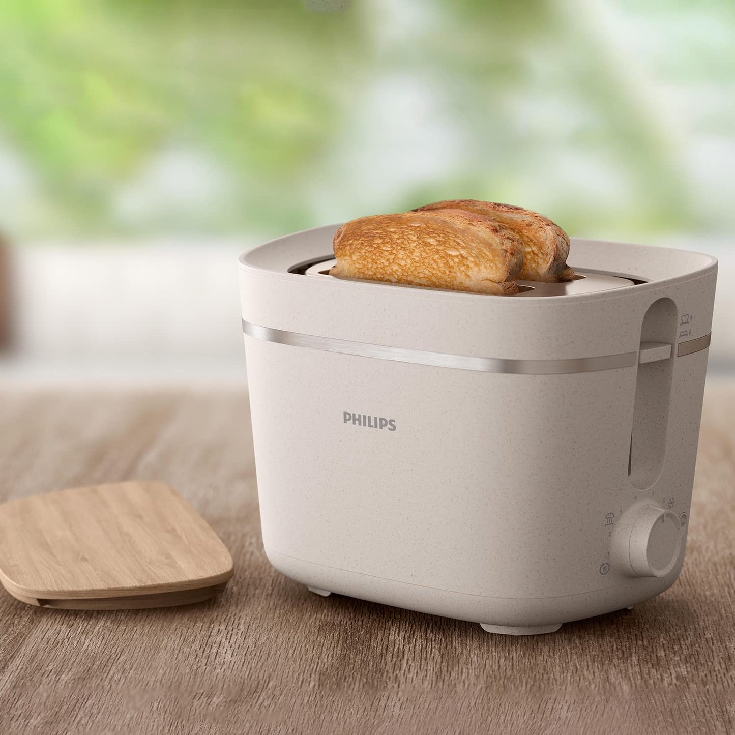 👉 Nachhaltiger Toaster Eco Edition, 2 Toastschlitze, 8 Bräunungsstufen, mit Brötchenaufsatz & Auftaufunktion, Seidenweiß-Matt